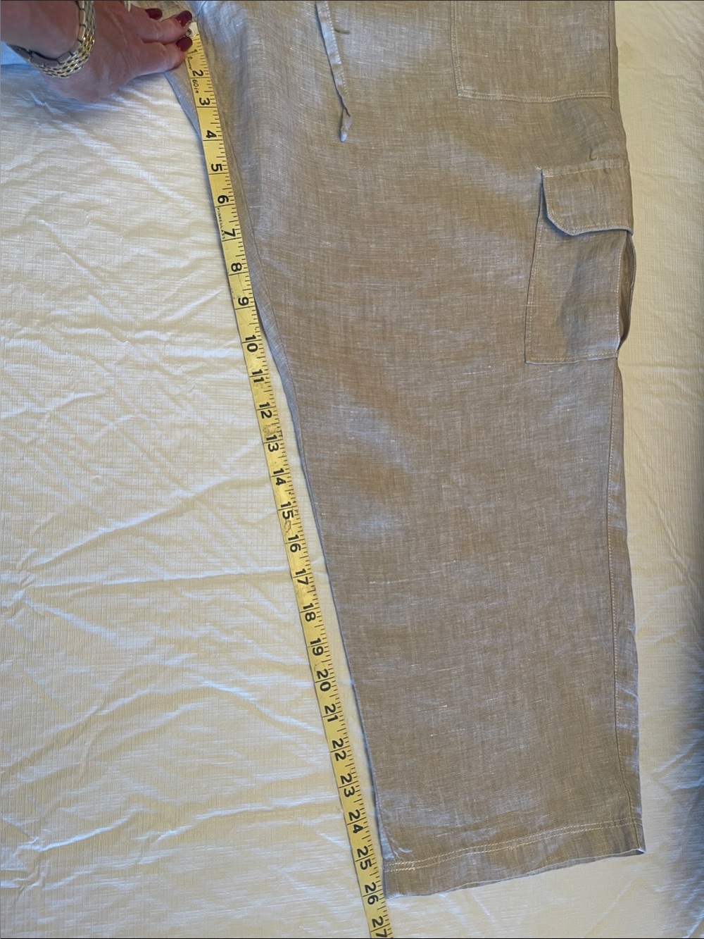 Tommy Bahama Twill Khaki Women's Linen Cargo Capris XL NWT - Picture 12 of 14